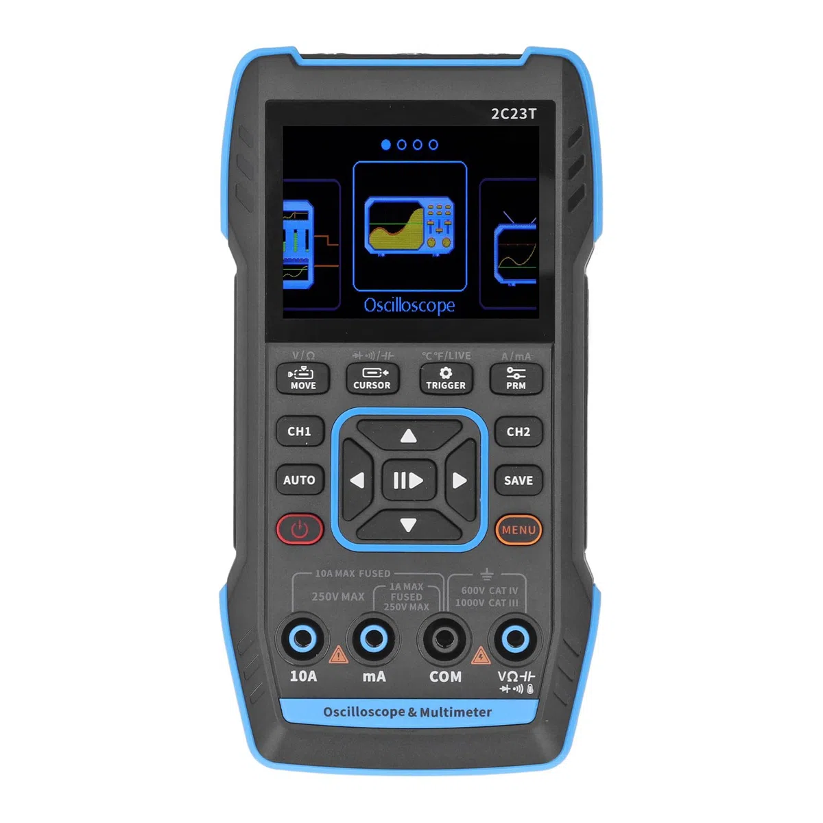 Oscilloscope Portatif 3 en 1 à Double Canal, Multimètre Générateur de, écran LCD HD de 2.8 Pouces