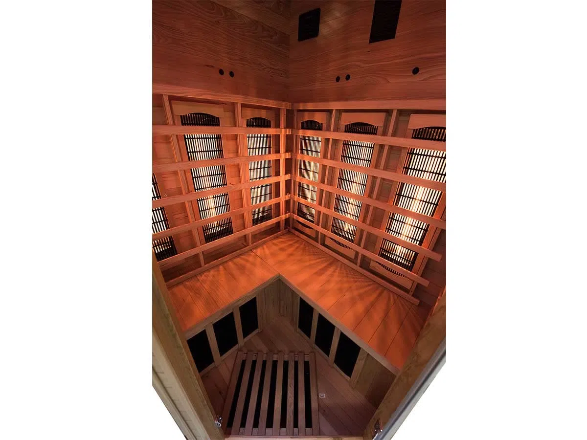 SN-APOLLON-Q3C - Sauna Infrarouge Apollon - Bouton on/Off - Purification de la Cabine par Ioniseur - Chromothérapie 7 Couleurs - 3/4 Places