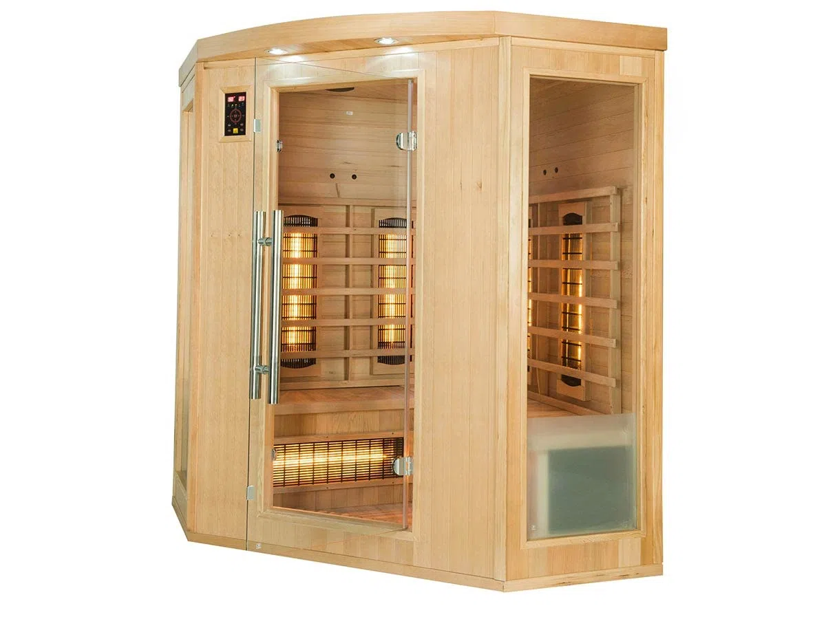 SN-APOLLON-Q3C - Sauna Infrarouge Apollon - Bouton on/Off - Purification de la Cabine par Ioniseur - Chromothérapie 7 Couleurs - 3/4 Places