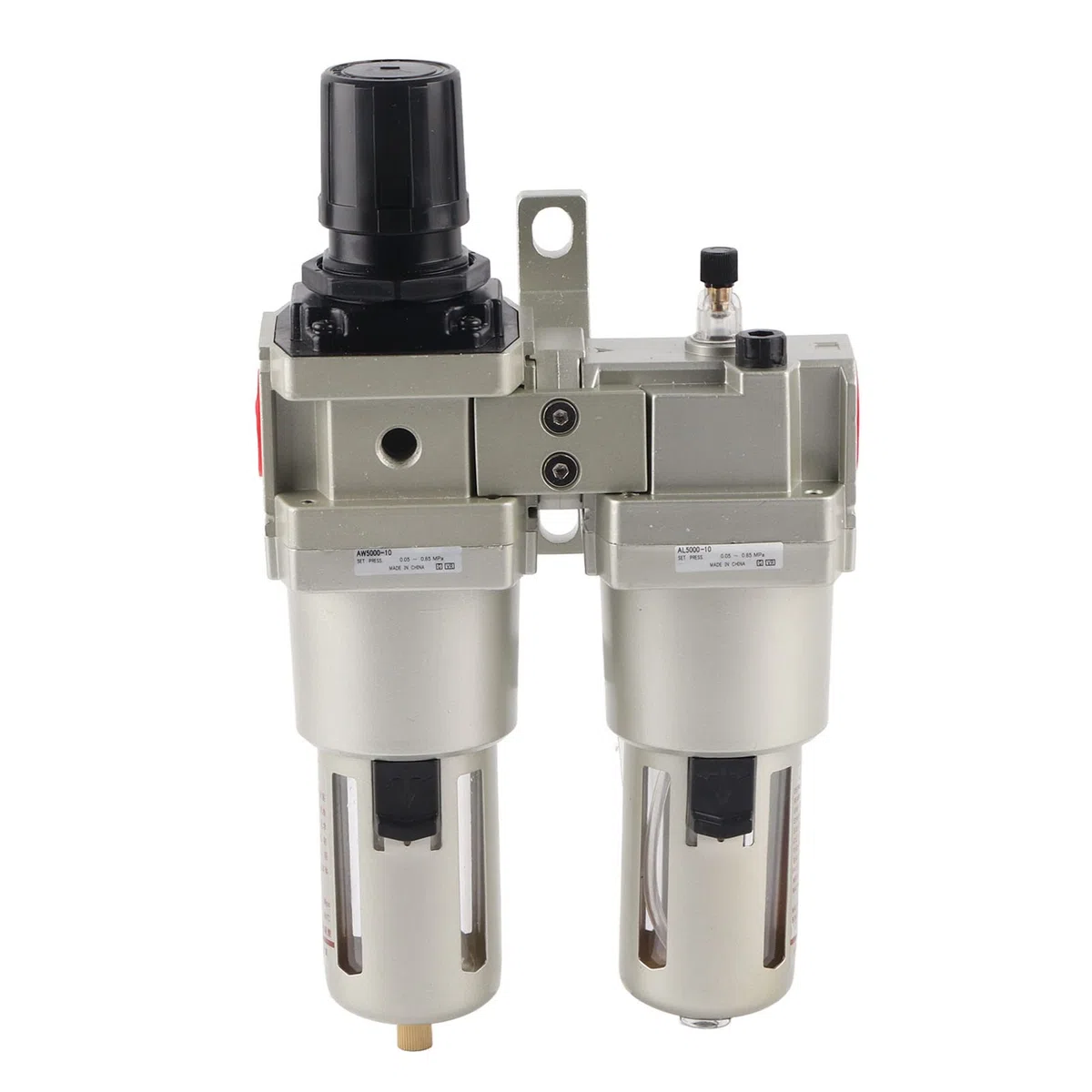 Régulateur de filtre à air comprimé, séparateur d'eau et d' avec manomètre en laiton et vidange manuelle, connexion G 1/4, élément en cuivre de 40 microns, plage de 0,05 à 0,85 (G1)