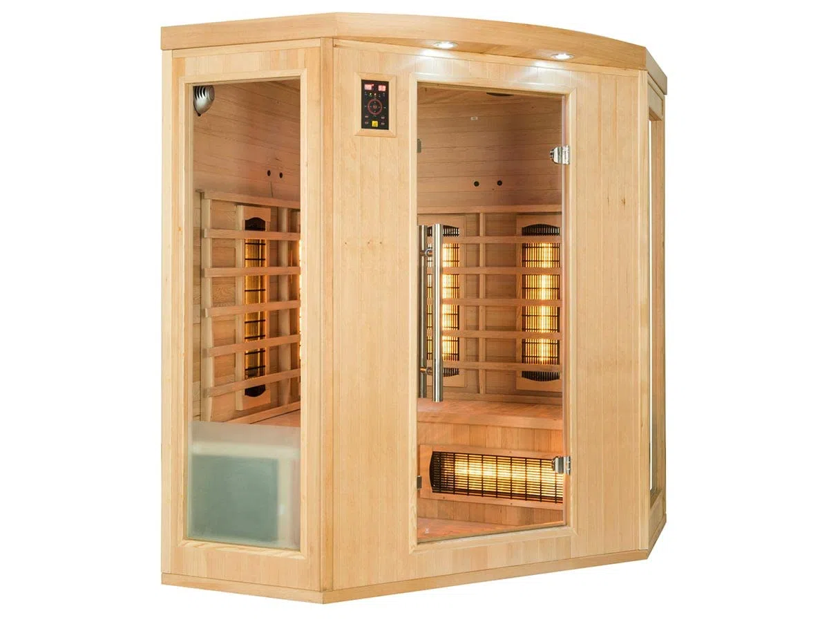 SN-APOLLON-Q3C - Sauna Infrarouge Apollon - Bouton on/Off - Purification de la Cabine par Ioniseur - Chromothérapie 7 Couleurs - 3/4 Places
