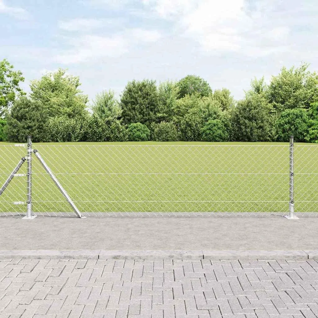 Lot de poteaux de clôture en métal - 25 x 0,6 m - En acier argenté - 40 x 40 mm - Pour jardin et terrasse - Avec surface revêtue par pulvérisation et montage facile