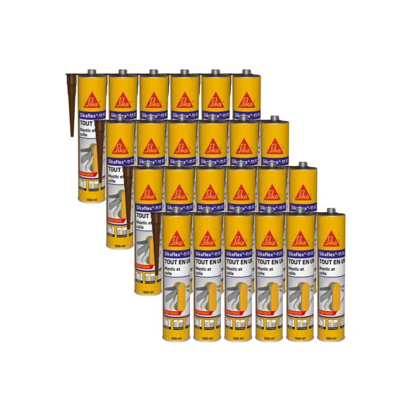Lot de 24 mastics colle multi-usages SIKA Sikaflex 11 FC Purform - Marron - 300 ml