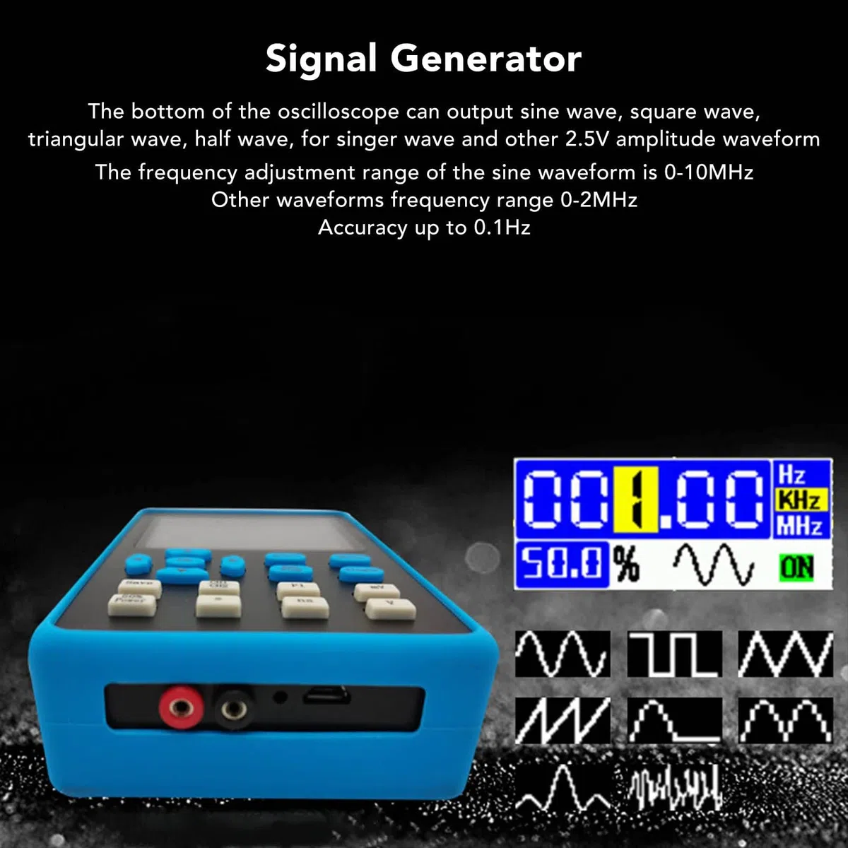 Oscilloscope Numérique avec Bande Passante 2 Canaux 120 MHz, Oscilloscope Numérique Portable, écran LCD rétroéclairé 2,8, 3 Modes, YT, XY, Roll, FFT