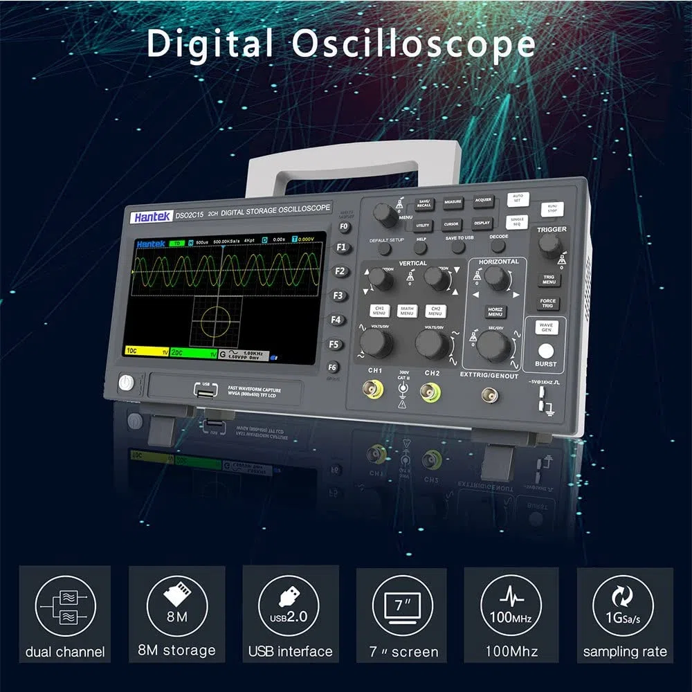Oscilloscope Hantek DSO2D15 DSO2C10 Oscilloscope 2 Channels 150MHZ Digital Oscilloscope DSO2D10 DSO2C15 25MHz Signal Generator(DSO2D10)