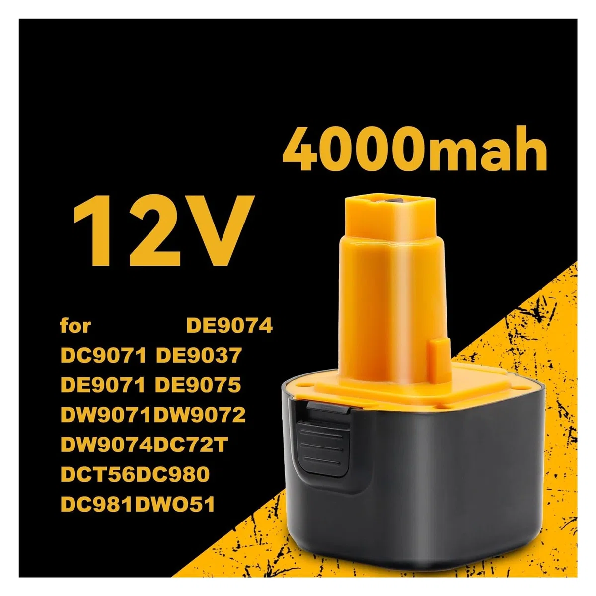 Batterie NiMH 12V 4000mAh Compatible avec Dewalt 12V DC9071 DC9074 DW9071 DW9072 DE9037 DE9071 DE9072 DE9075 DE9501 Batterie pour outils électriques Adaptation précise : Compatible avec la batterie De