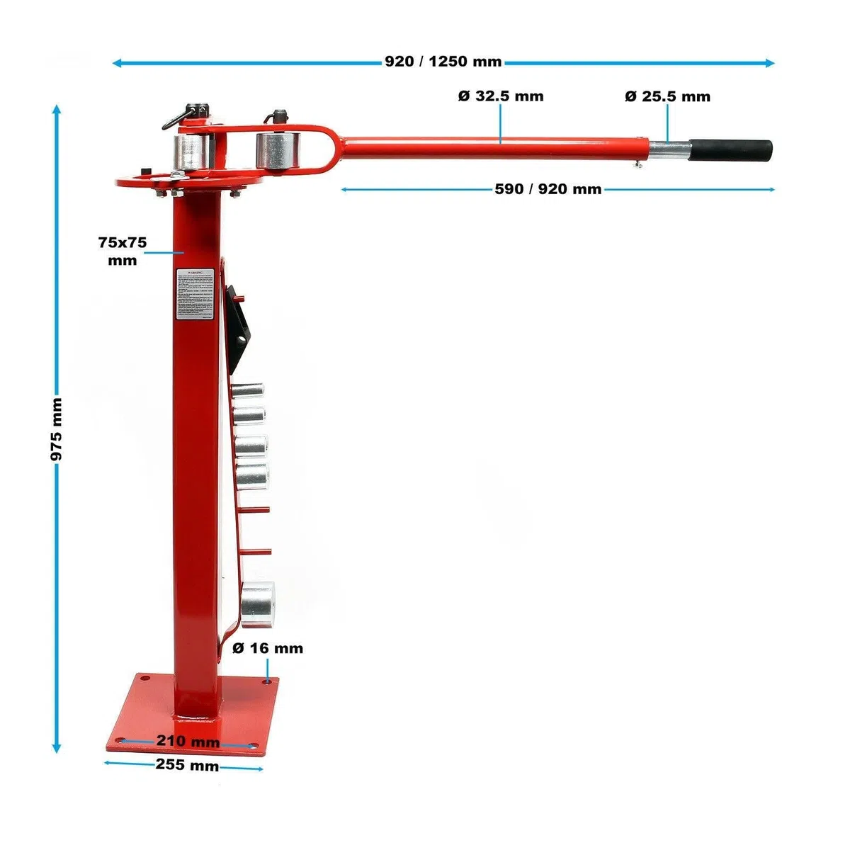 Cintreuse de tubes sur pied presse atelier cintrer manuelle carré rond plat acier plier rouge 16_0000773