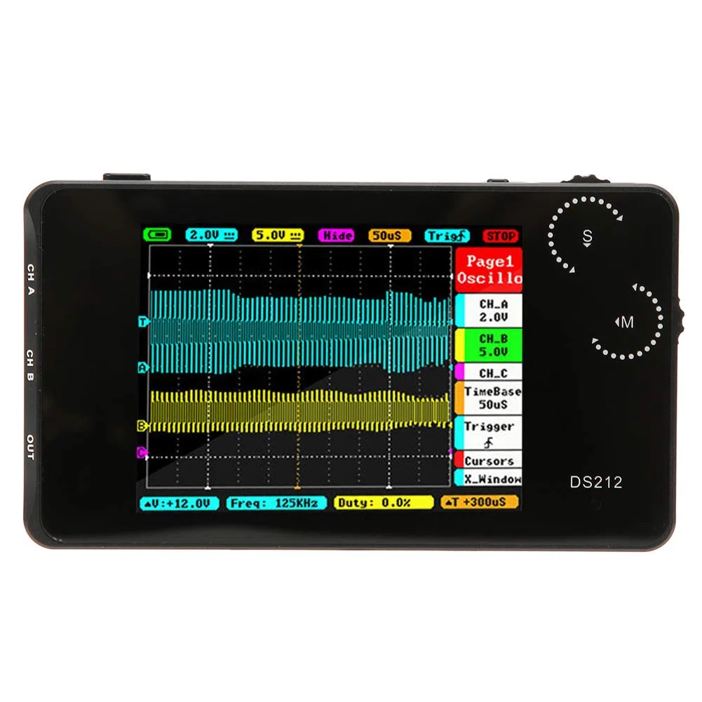 Garosa Oscilloscope DS212 Oscilloscope numérique Portable de Poche Mini oscilloscope 2 canaux avec Interface USB