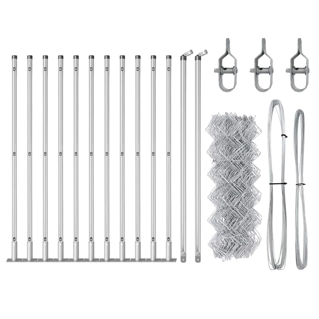 Lot de poteaux de clôture en métal - 25 x 0,6 m - En acier argenté - 40 x 40 mm - Pour jardin et terrasse - Avec surface revêtue par pulvérisation et montage facile
