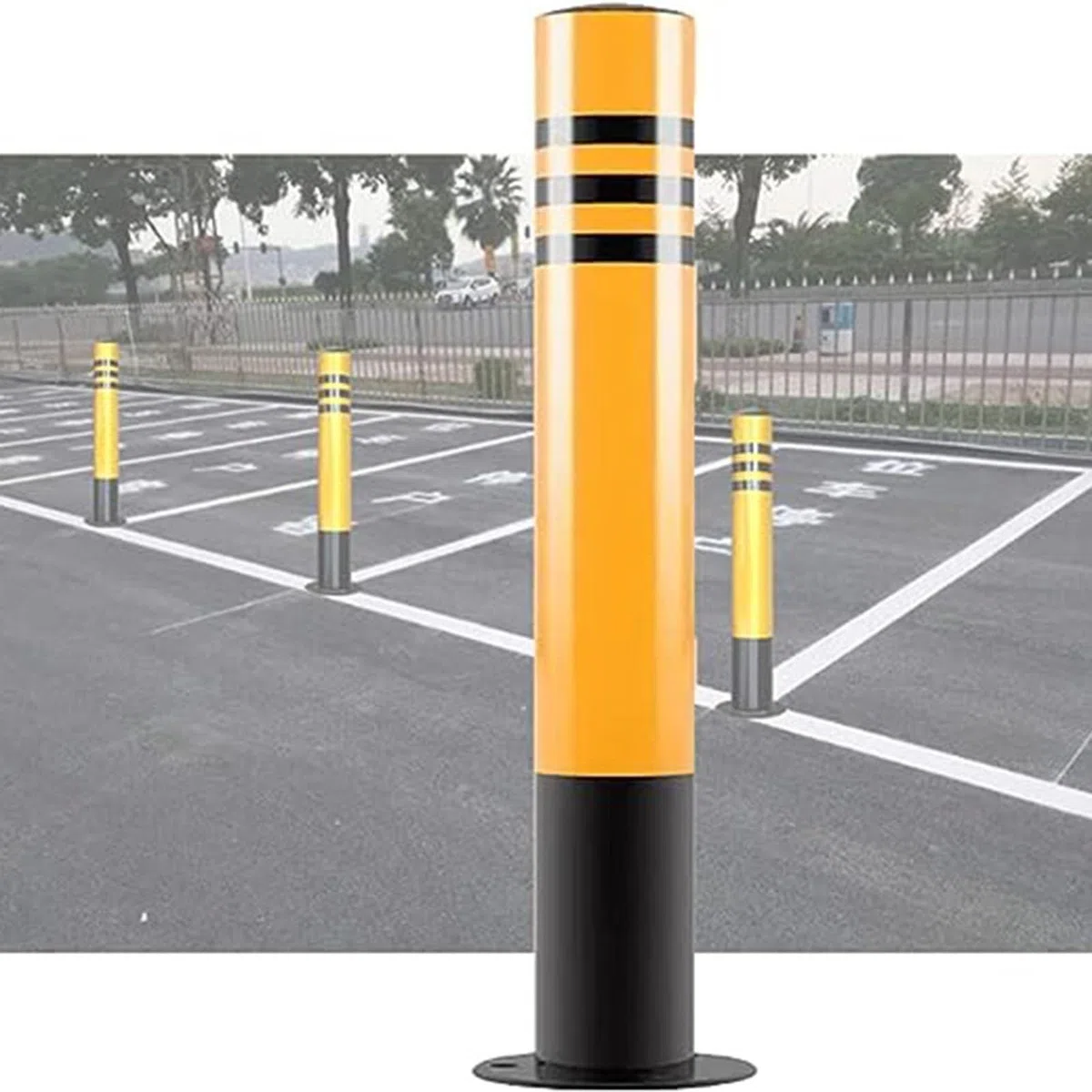 Poteau de stationnement, bornes de sécurité en Acier de qualité supérieure avec Bande réfléchissante - Poteaux de contrôle de la Circulation durables pour Les poteaux de signalisation, la ge