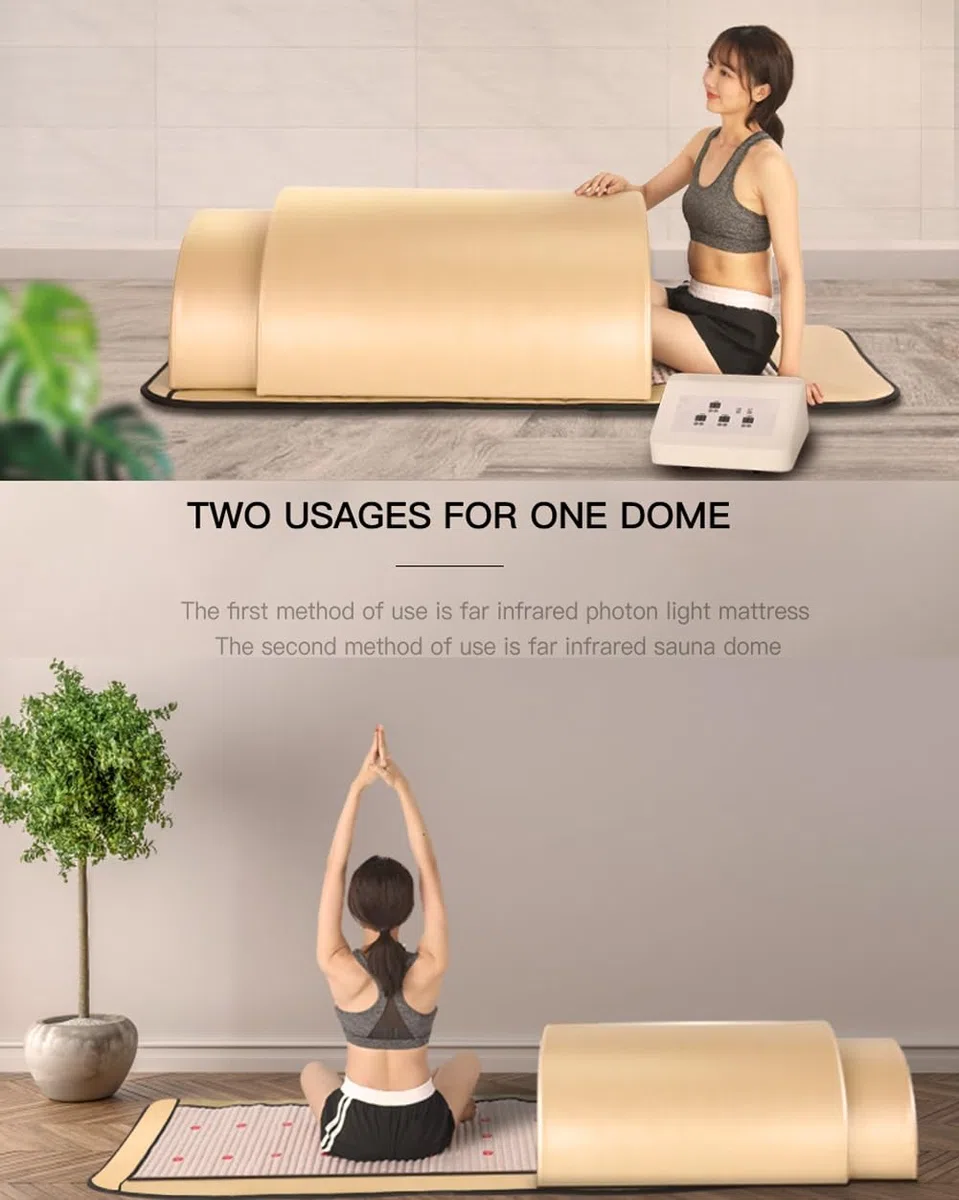 Sauna dôme infrarouge lointain, sauna infrarouge for une personne avec tapis et oreiller chauffants, capsule de sauna professionnelle avec pierres de tourmaline for une relaxation détoxifiante