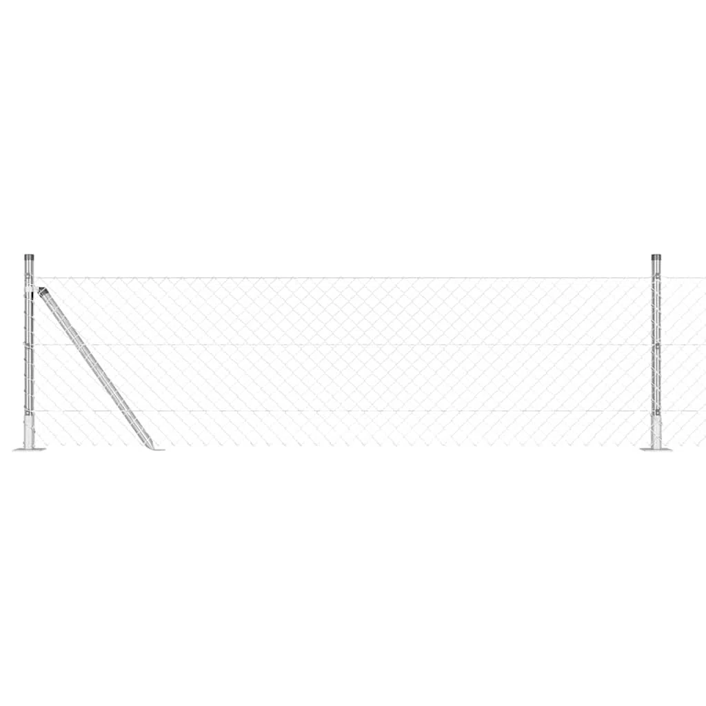 Lot de poteaux de clôture en métal - 25 x 0,6 m - En acier argenté - 40 x 40 mm - Pour jardin et terrasse - Avec surface revêtue par pulvérisation et montage facile