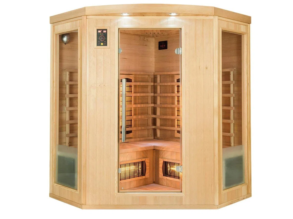 SN-APOLLON-Q3C - Sauna Infrarouge Apollon - Bouton on/Off - Purification de la Cabine par Ioniseur - Chromothérapie 7 Couleurs - 3/4 Places